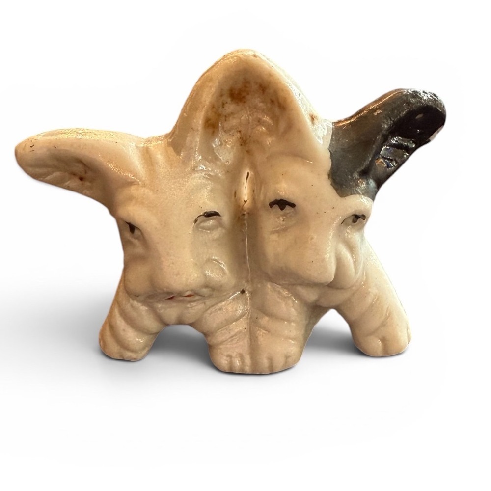 Vintage Japan Double Dog‎ Figurine Ceramic Conjoined Puppies 1940 Michigan Fair